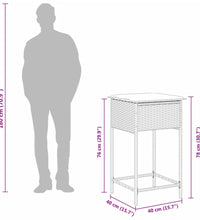 5-tlg. Gartenbar-Set mit Kissen Grau Poly Rattan