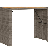 7-tlg. Gartenbar-Set mit Kissen Grau Poly Rattan