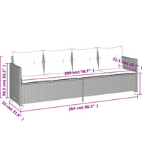 5-tlg. Garten-Sofagarnitur mit Kissen Grau Poly Rattan