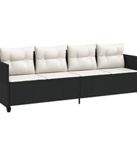 5-tlg. Garten-Sofagarnitur mit Kissen Schwarz Poly Rattan
