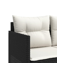 5-tlg. Garten-Sofagarnitur mit Kissen Schwarz Poly Rattan