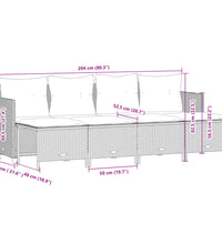 5-tlg. Garten-Sofagarnitur mit Kissen Schwarz Poly Rattan