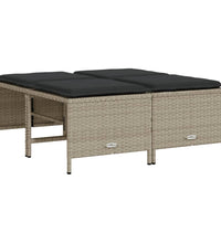 5-tlg. Garten-Sofagarnitur mit Kissen Hellgrau Poly Rattan