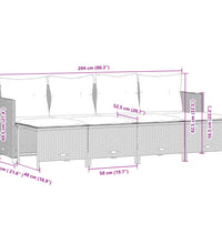 5-tlg. Garten-Sofagarnitur mit Kissen Hellgrau Poly Rattan