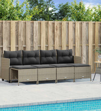 5-tlg. Garten-Sofagarnitur mit Kissen Hellgrau Poly Rattan
