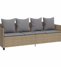 5-tlg. Garten-Sofagarnitur mit Kissen Beige Poly Rattan