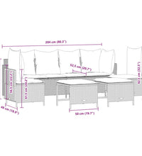 5-tlg. Garten-Sofagarnitur mit Kissen Beige Poly Rattan
