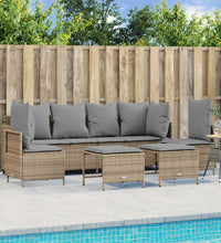 5-tlg. Garten-Sofagarnitur mit Kissen Beige Poly Rattan