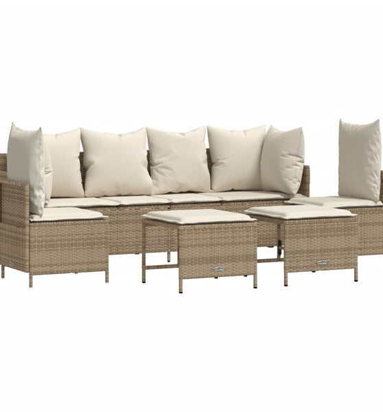 5-tlg. Garten-Sofagarnitur mit Kissen Beige Poly Rattan