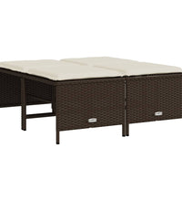 5-tlg. Garten-Sofagarnitur mit Kissen Braun Poly Rattan