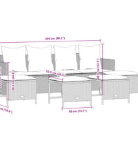 5-tlg. Garten-Sofagarnitur mit Kissen Braun Poly Rattan