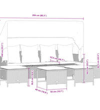 5-tlg. Garten-Sofagarnitur mit Kissen Hellgrau Poly Rattan