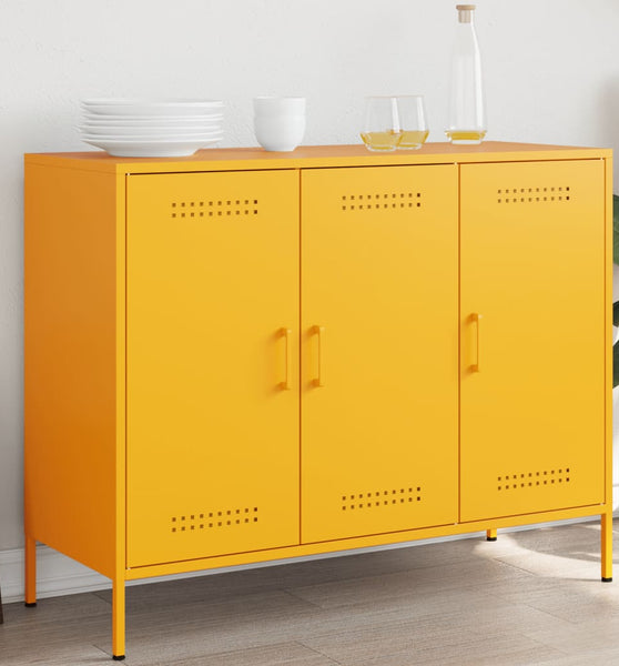 Sideboard Senfgelb 100,5x39x79 cm Kaltgewalzter Stahl