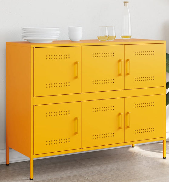 Sideboard Senfgelb 100,5x39x79 cm Kaltgewalzter Stahl