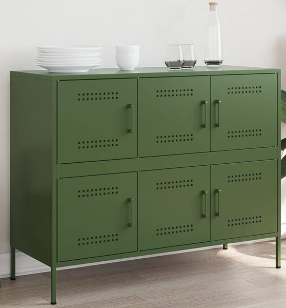 Sideboard Olivgrün 100,5x39x79 cm Stahl