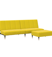 Schlafsofa 2-Sitzer mit Fußhocker Gelb Samt