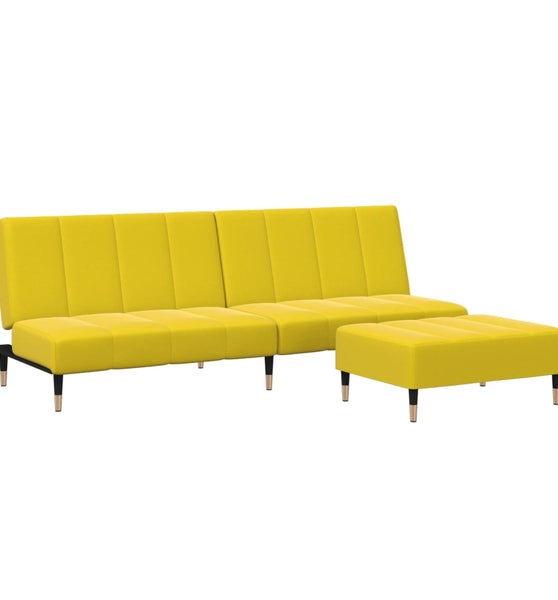 Schlafsofa 2-Sitzer mit Fußhocker Gelb Samt