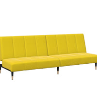 Schlafsofa 2-Sitzer mit Fußhocker Gelb Samt