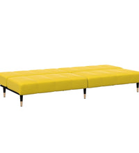 Schlafsofa 2-Sitzer mit Fußhocker Gelb Samt