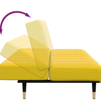Schlafsofa 2-Sitzer mit Fußhocker Gelb Samt
