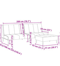 Schlafsofa 2-Sitzer mit Fußhocker Gelb Samt