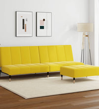Schlafsofa 2-Sitzer mit Fußhocker Gelb Samt