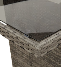 7-tlg. Garten-Essgruppe mit Kissen Grau Poly Rattan