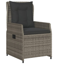 9-tlg. Garten-Essgruppe mit Kissen Grau Poly Rattan