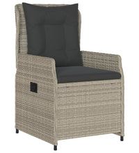 7-tlg. Garten-Essgruppe mit Kissen Hellgrau Poly Rattan