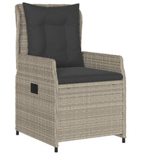 9-tlg. Garten-Essgruppe mit Kissen Hellgrau Poly Rattan