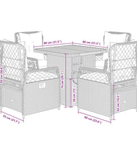 5-tlg. Garten-Essgruppe mit Kissen Schwarz Poly Rattan