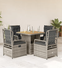 5-tlg. Garten-Essgruppe mit Kissen Grau Poly Rattan