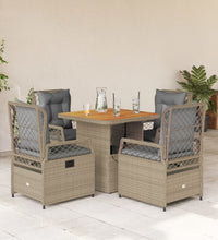 5-tlg. Garten-Essgruppe mit Kissen Beige Poly Rattan