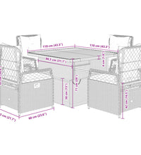 5-tlg. Garten-Essgruppe mit Kissen Beige Poly Rattan