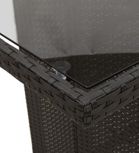 7-tlg. Garten-Essgruppe mit Kissen Schwarz Poly Rattan