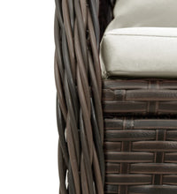 7-tlg. Garten-Essgruppe mit Kissen Braun Poly Rattan