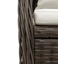 9-tlg. Garten-Essgruppe mit Kissen Braun Poly Rattan