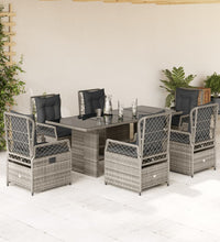 7-tlg. Garten-Essgruppe mit Kissen Grau Poly Rattan