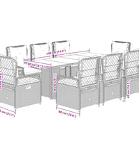9-tlg. Garten-Essgruppe mit Kissen Beige Poly Rattan