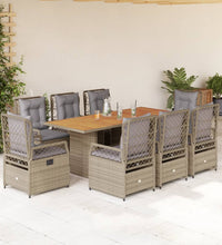 9-tlg. Garten-Essgruppe mit Kissen Beige Poly Rattan