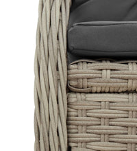 9-tlg. Garten-Essgruppe mit Kissen Hellgrau Poly Rattan