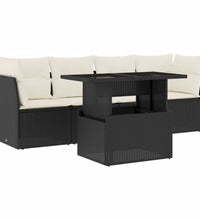 5-tlg. Garten-Sofagarnitur mit Kissen Schwarz Poly Rattan