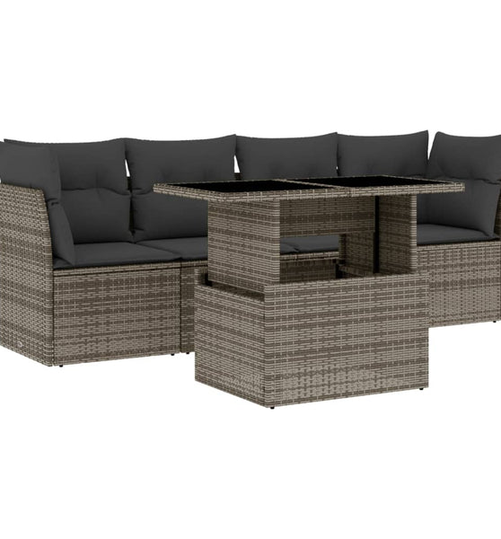 5-tlg. Garten-Sofagarnitur mit Kissen Grau Poly Rattan