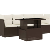 5-tlg. Garten-Sofagarnitur mit Kissen Braun Poly Rattan