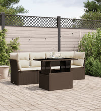 5-tlg. Garten-Sofagarnitur mit Kissen Braun Poly Rattan