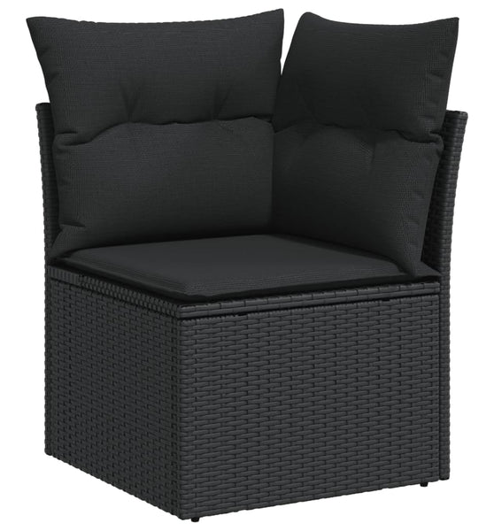 7-tlg. Garten-Sofagarnitur mit Kissen Schwarz Poly Rattan