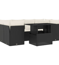 7-tlg. Garten-Sofagarnitur mit Kissen Schwarz Poly Rattan