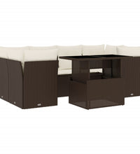 7-tlg. Garten-Sofagarnitur mit Kissen Braun Poly Rattan