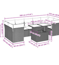 8-tlg. Garten-Sofagarnitur mit Kissen Schwarz Poly Rattan