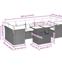 8-tlg. Garten-Sofagarnitur mit Kissen Beige Poly Rattan